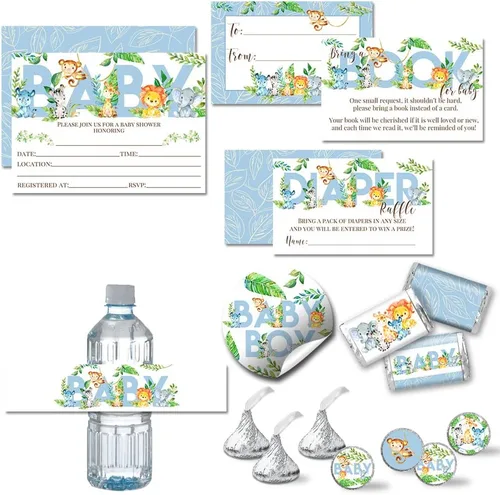 Vista 9 de Amanda Creation Little Stinker Cute Skunk Boy Baby Shower Party Bundle incluye 20 invitaciones con sobres + 4 tamaños diferentes de calcomanías
