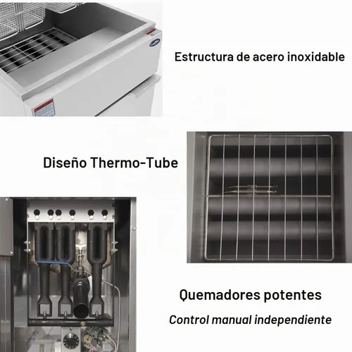 Vista 5 de Atosa ATFS-40 Freidora comercial, olla completa, modelo de piso, 3 quemadores, 40 lb. de capacidad, gas LP (propano)