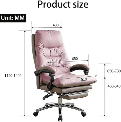 Vista 2 de Executive Office Chair with Foot Rest, Big and Tall Office Chair,PU Leather Ergonomic Office Chair,Desk Chairs with Wheels,high Back Office Beige