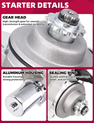 Vista 4 de Motor de arranque para 90cc 110cc 125cc chino ATV 3 pernos de arranque con alambre para Taotao Jetmoto Roketa Sunl Coolster