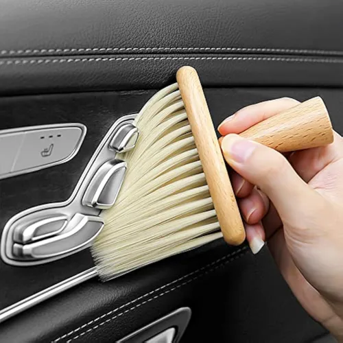 Vista 9 de Cepillo de limpieza ultra suave para el interior del automóvil, para quitar el polvo y limpiar profundamente, mango de madera, paquete de 2