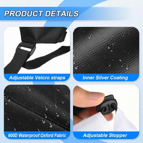 Vista 3 de Fundas de aire acondicionado para exteriores 600D y cubierta de aire acondicionado interior para ventana en forma de U, con correas ajustables