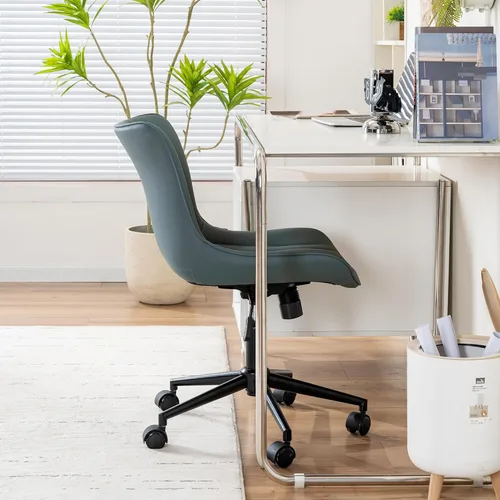 Vista 91 de YOUNIKE Silla de oficina, silla de escritorio sin brazos con ruedas, sillas giratorias ajustables para computadora de oficina en casa, silla