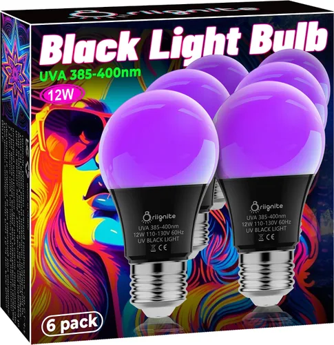 Vista 12 de Briignite Paquete de 2 bombillas negras LED negras para decoración de Negro
