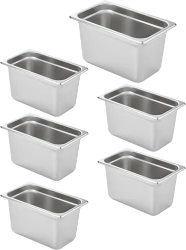 Vista 18 de HECMAC Juego de 6 tapas para sartén de hotel de tamaño completo, tapa de sartén de mesa de vapor de acero inoxidable sólida con asa, calibre 23