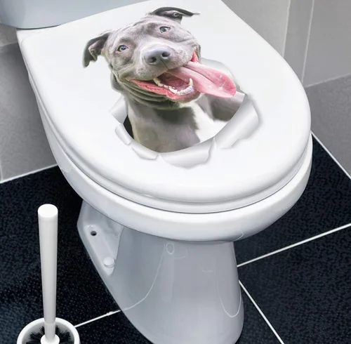 Vista 4 de Winston & Bear Happy Pit Bull Dog - Calcomanías de pared para perros, paquete de 2, calcomanías 3D Bully para paredes, automóviles, inodoro y más