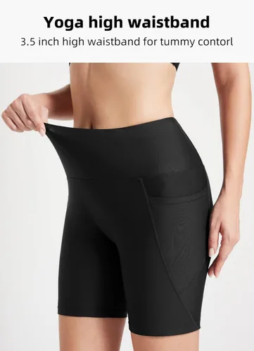 Vista 4 de baleaf Pantalones cortos de natación de cintura alta de 3"5"6"8" pulgadas para mujer con control abdominal, parte inferior de trajes de baño