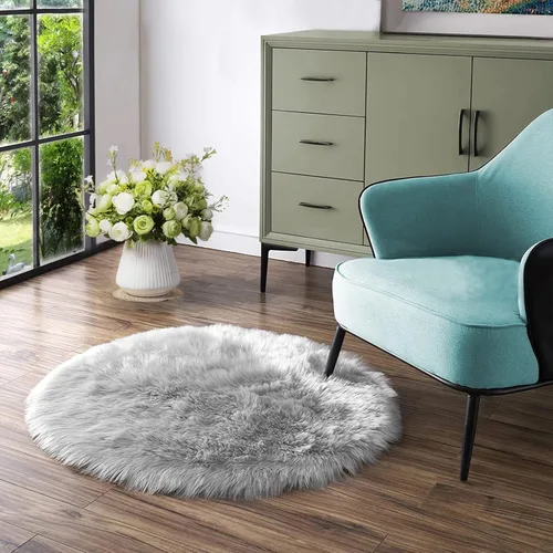 Vista 35 de Latepis - Alfombra rectangular de piel sintética tipo lana de oveja suave y esponjosa de estilo bohemio para sala de estar, dormitorio y residencias