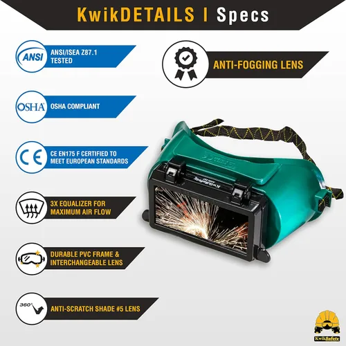 Vista 4 de KwikSafety - Charlotte, NC - Lentes para soldar EAGLE EYES, HAMMERHEAD, OWL [ANTI-EMPANADO ANTI-ARAÑAZOS] ANSI probado OSHA