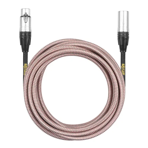 Vista 3 de Cable de micrófono XLR, 15 pies, cable equilibrado de 22 AWG, macho a hembra, conectores de 3 pines chapados en oro de 24 quilates, chaqueta