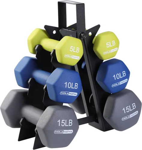 Vista 20 de HolaHatha Neoprene Dumbbell Weights Set w/Rack, Home Gym Equipment - Portable Weighted Exercise Dumbbells for Fitness, Training, and Lifting Workouts