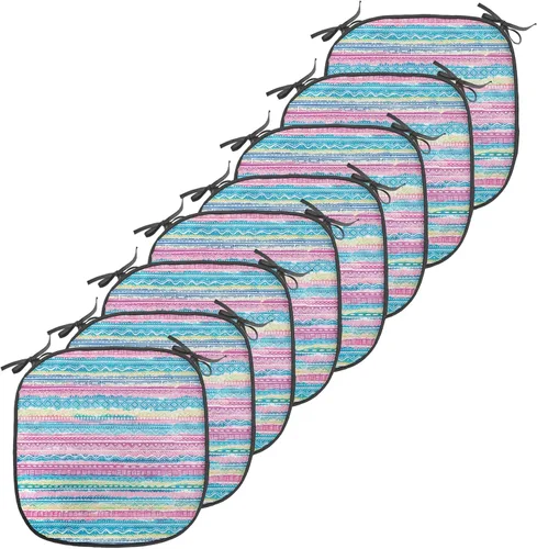 Vista 95 de Ambesonne Grunge Chair Seating Cushion, Retro Striped Background Pineapple Vintage Hippie Graphic, Anti-Slip Seat Padding for Kitchen & Patio