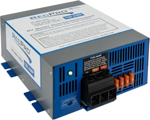 Vista 15 de RecPro Convertidor para RV de 75 Amp Convertidor de energía para RV y cargador de batería Carga inteligente de 4 etapas 120VAC a 12VDC Rango