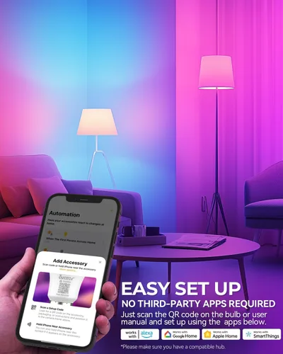 Vista 5 de Avatar Controls Bombilla inteligente E12, bombilla LED Matter compatible con Apple Homekit/Alexa, no requiere aplicación de terceros, requiere