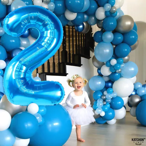 Vista 3 de KatchOn, Globo azul del número 2 – Grande, 50 pulgadas Globos de segundo cumpleaños para niño, dos decoraciones geniales de fiesta de cumpleaños
