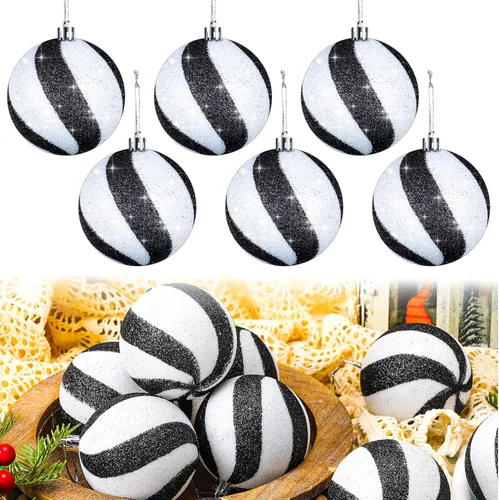 Vista 8 de Liliful 12 Piezas Bolas de Navidad de 3.15 Pulgadas Adornos con Purpurina Decoraciones de Árbol de Navidad Plástico Pintado Esferas Navideñas
