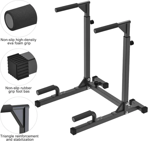Vista 3 de SELEWARE Heavy Duty Dip Bar, Adjustable Width & Height Dip Station Home Gym Fitness Equipment, 800lbs Capacity, Multifunctional Strength Training