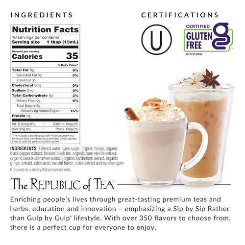 Vista 2 de The Republic of Tea - Cucharada Chai, Concentrado de Té Chai Negro, 8 fl oz - 16 Porciones