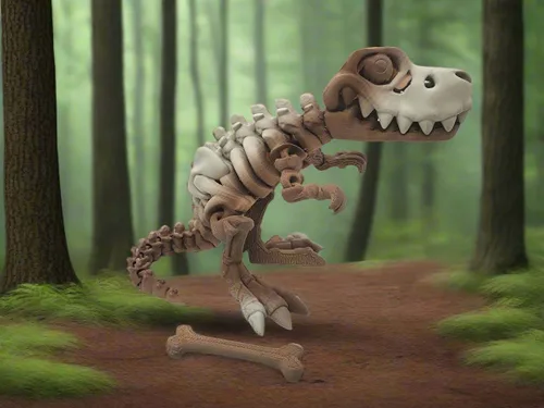 Vista 5 de El esqueleto articulado T Rex con escultura de hueso/juguete antiestrés