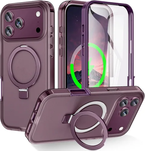 Vista 103 de Funda para iPhone 15 con protector de pantalla integrado, bonita funda de flores con soporte magnético invisible [compatible con MagSafe] funda A25