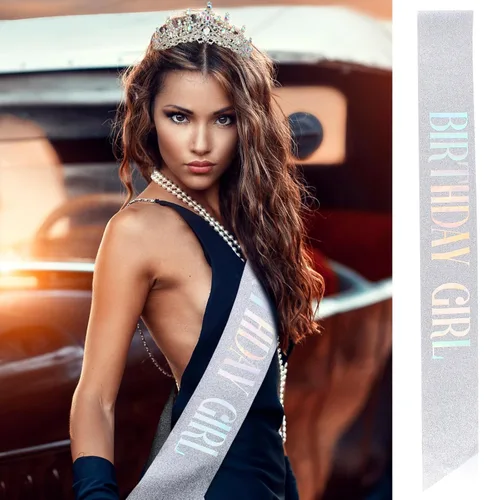 Vista 4 de VELSCRUN Coronas de tiara de princesa para mujer, diadema y banda para cumpleaños, decoraciones y regalos de feliz cumpleaños, Carburo cementado