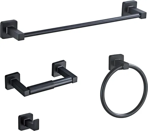 Vista 16 de Juego de accesorios de baño de hardware de baño de oro ligero de 4 piezas de Brushed, juego de accesorios de baño de acero inoxidable montado