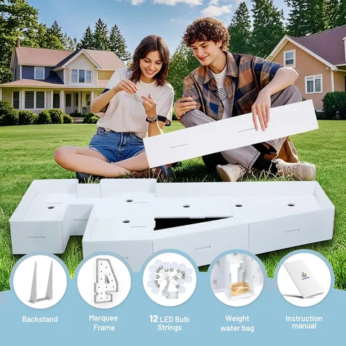 Vista 28 de Marquesina de 3 pies con números iluminados 0, decoración de fiesta, letras grandes iluminadas con bolsa de agua pesada, juego de tablas de espuma