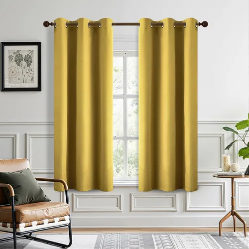 Vista 48 de DONREN Cortinas opacas completas para dormitorio, aislamiento térmico y reducción de ruido, cortinas de lino con ojales para sala de estar y Negro