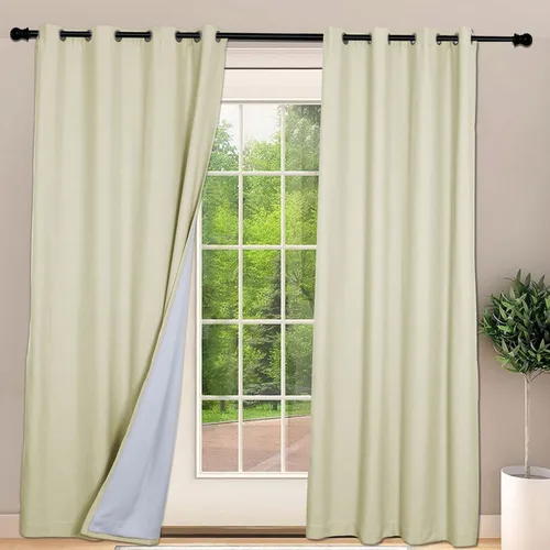 Vista 25 de Frelement Cortinas opacas extralargas de 108 pulgadas de largo, para sala de estar, cortinas de lino con bloqueo de luz, cortinas con aislamiento