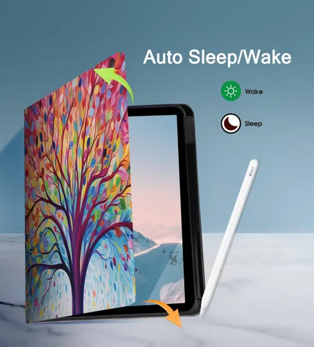 Vista 5 de Funda para iPad Air de 5ª/4ª/6ª generación con soporte para lápices, Apple iPad M2/M3 de 11 pulgadas 2024/2025 / Air 5/4 Gen 10.9 pulgadas