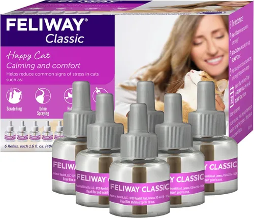 Vista 10 de FELIWAY® Classic 3 x 30 Días Recargas Calmantes para Gatos para Difusor de Feromonas, Paquete de 3 x 48ml - Ayuda a Reducir los Signos Comunes