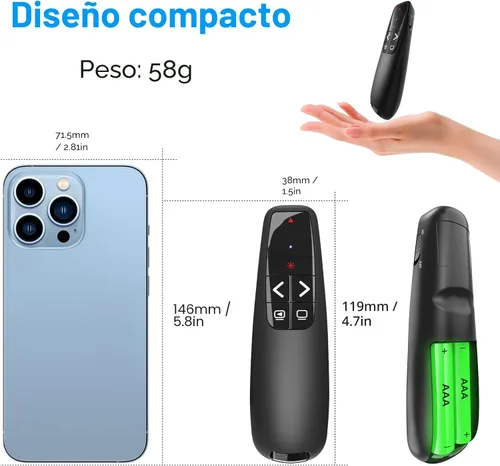 Vista 7 de Clickers de presentación para PowerPoint, clicker para presentaciones portátiles remoto, control remoto inalámbrico USB para presentador, control