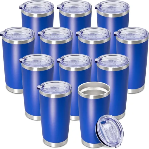 Vista 35 de Vaso de viaje de café de 20 onzas a granel con tapa, acero inoxidable de doble pared aislada al vacío, tazas con recubrimiento en polvo que se