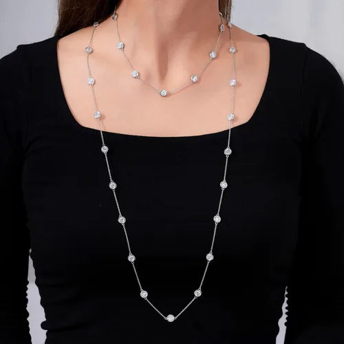 Vista 6 de Tienda Essentials Collar de plata de ley chapada en platino o oro hecho con circonitas Infinite Elements (anteriormente colección Tienda)