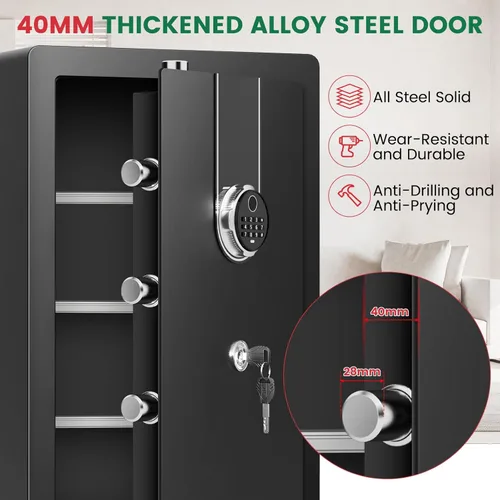 Vista 5 de Caja fuerte biométrica ignífuga de 5.5 pies cúbicos para el hogar, caja fuerte resistente ignífuga e impermeable, caja de seguridad grande