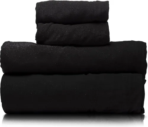 Linteum Textile - Juego de sábanas de punto de jersey liso (negro, individual), 100% algodón, sábanas de camiseta, juego de ropa de cama para todas
