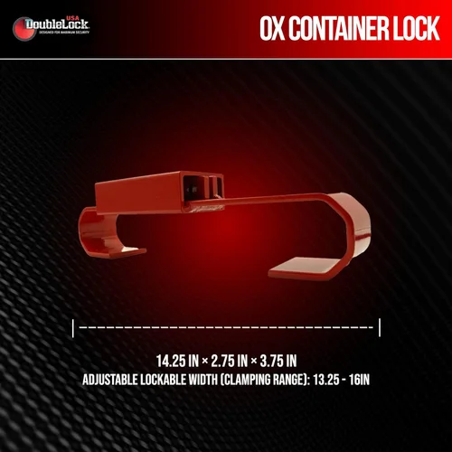 Vista 4 de DoubleLock OX Jr. - Cerradura de contenedor roja con candado de disco (expandible), bloqueo de barra de tensión de resorte para contenedores