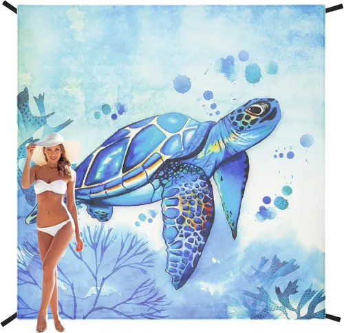 Vista 13 de HIHOHO Manta de Playa, Manta de Playa a Prueba de Arena, Impermeable de Secado Rápido Ligera Manta de Picnic Azteca para Exteriores 79" X