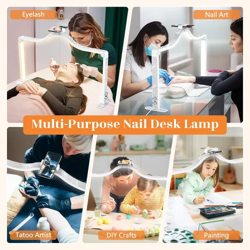 Vista 6 de Yokilly Luz de media luna de arco: Luz de media luna sin sombras de 34 "para salón de escritorio - Lámpara de escritorio LED plegable con brillo