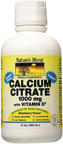 Nature's Blend Citrato de calcio con líquido D3 sabor a arándano, 16 onzas cada uno (paquete de 2)