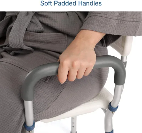 Vista 7 de GreenChief Silla de Ducha Bariátrica 317.5kg Banco de Ducha de Alta Resistencia con Asiento Extra Ancho, Asiento de Ducha Grande con Asas para Ducha