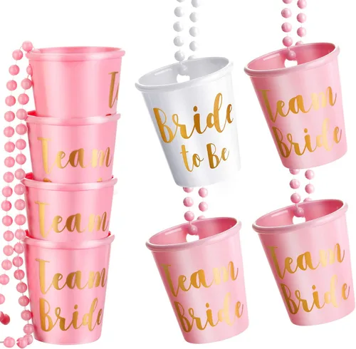 Vista 8 de Boao 8 Piezas Collar de Vaso de Chupito para Novia, Collar de Vaso de Chupito para Despedida de Soltera con Lámina Dorada para Decoraciones de Boda