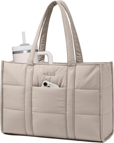 Vista 14 de LOVEVOOK Bolsa para laptop para mujer, bolsa de mano acolchada para el trabajo, maletín grande de computadora de 15.6 pulgadas para profesores