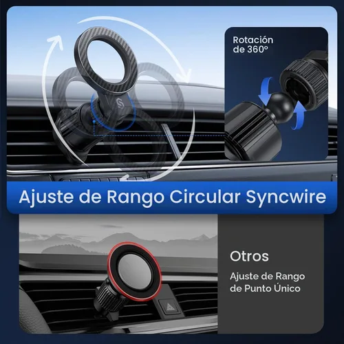 Vista 6 de SYNCWIRE Soporte para auto MagSafe 【Ventilación de anillo】【Rotación de 360°】【N55 magnético】 Soporte de teléfono para ventilación de aire, soporte
