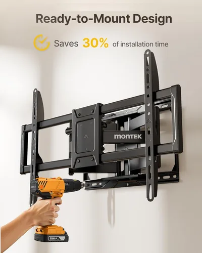 Vista 9 de monTEK - Soporte de pared para TV de alta resistencia para televisores de 37 a 90 pulgadas de hasta 75 kg, probado para 4 veces la carga, brazos