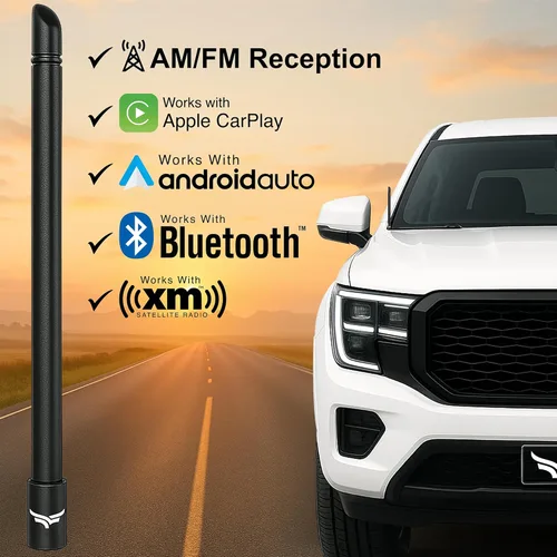 Vista 4 de EcoAuto Antena universal para camión corta y rechoncha de 8 pulgadas, accesorios de camión para Ford, Dodge, GMC, Chevy, Jeep (2007+) - antirrobo