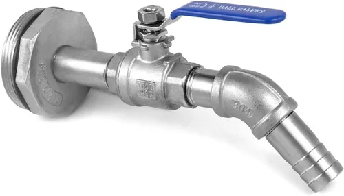 Vista 8 de QWORK Grifo de tambor para tambor de acero/plástico de 55 galones, grifo de barril de acero inoxidable de 2 pulgadas con salida de 1-1/4 pulgadas