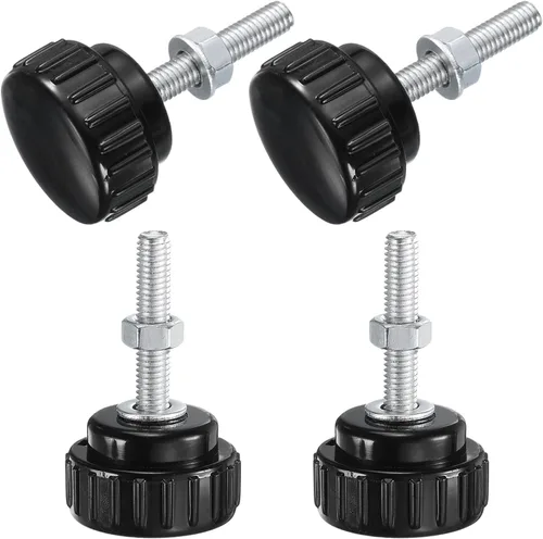 Vista 84 de Uxcell - 4 juegos de pomos moleteados con tornillos de pulgar, tuercas y arandelas, rosca macho métrica M3 x 30 mm, 14 mm de plástico, cabeza de 304