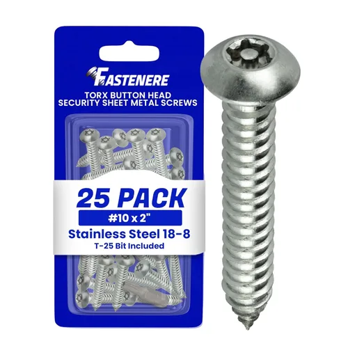Vista 15 de Fastenere Torx - Tornillos de chapa de seguridad #6 x 1-1/2 pulgadas (paquete de 25) con cabeza de botón, resistentes a manipulaciones, tornillos