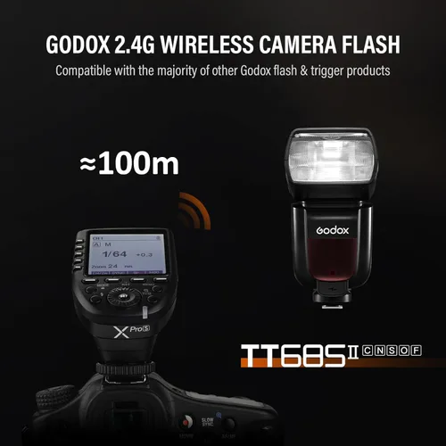 Vista 4 de Godox TT685II-S Flash con Godox XPRO-S Disparador de flash inalámbrico Zapata caliente TTL GN60 2.4G HSS inalámbrico 1/8000s Speedlite compatible